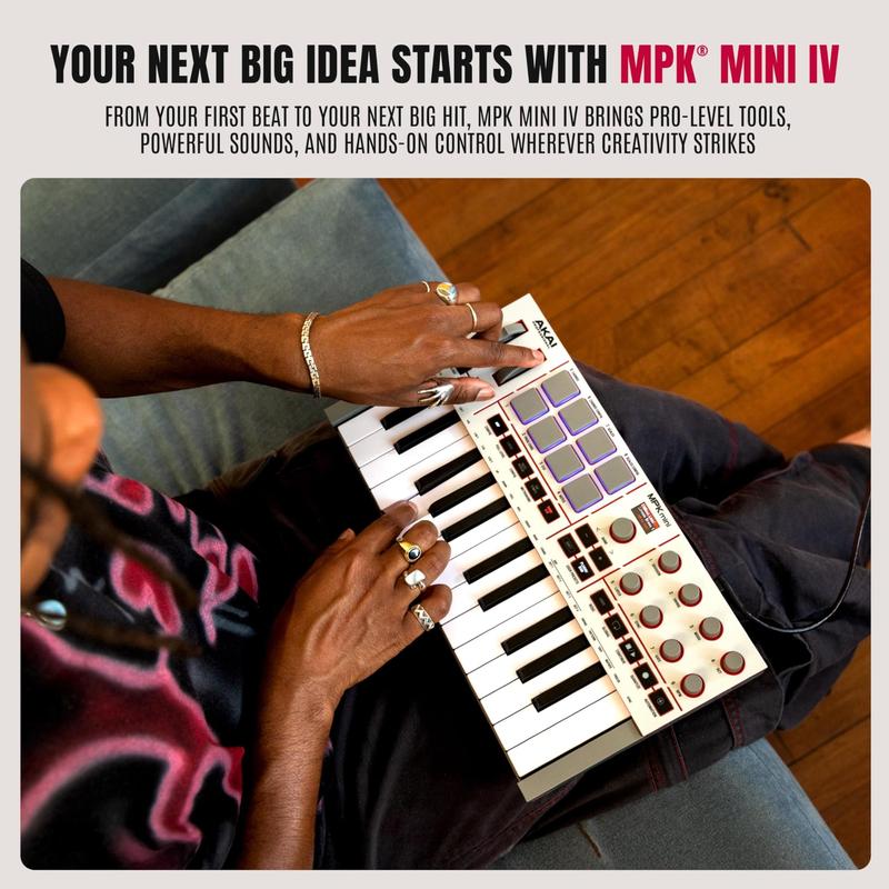 Controlador de Teclado MIDI Akai MPK Mini IV USB-C de 25 Teclas
